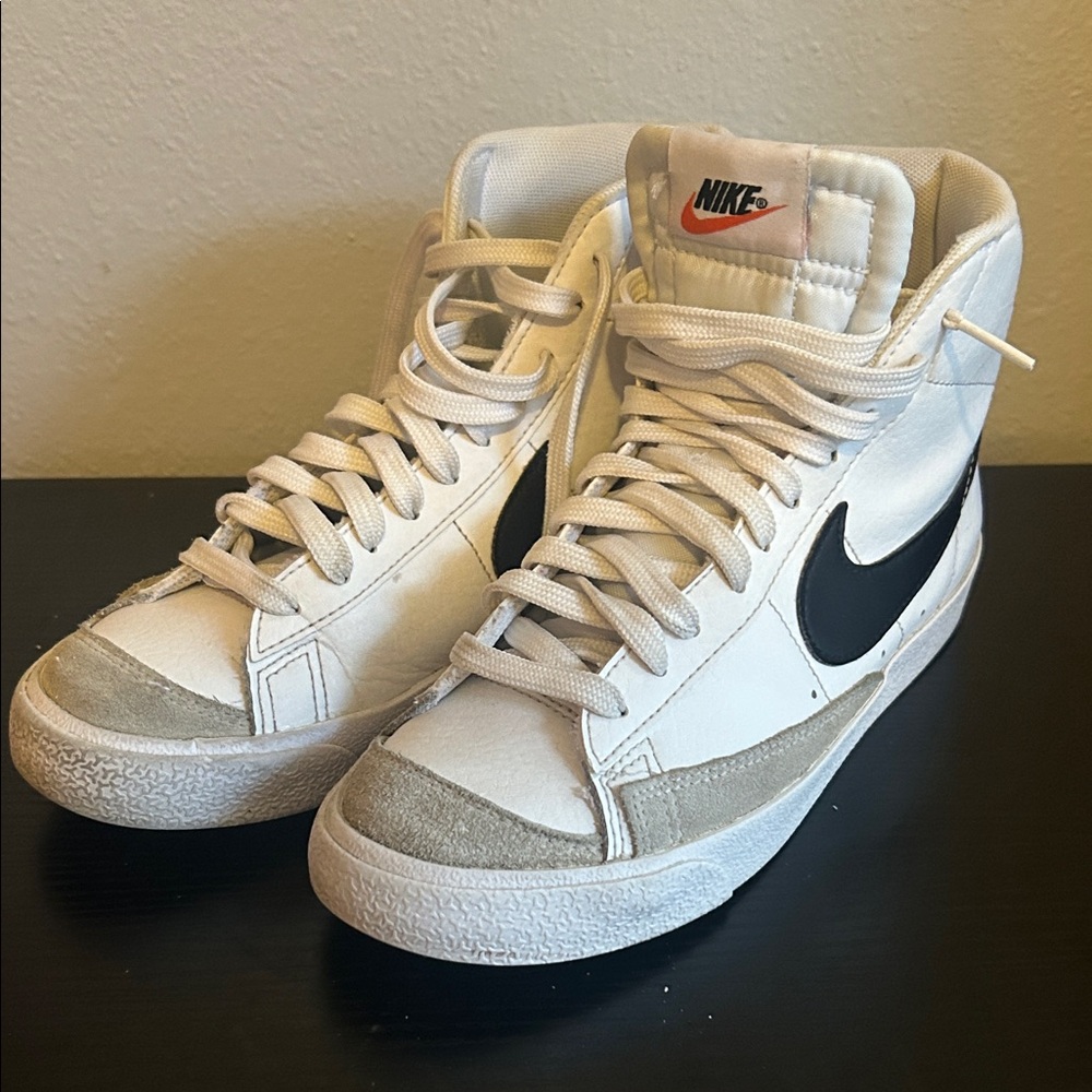 Nike Kids White and Black Blazer High Tops
